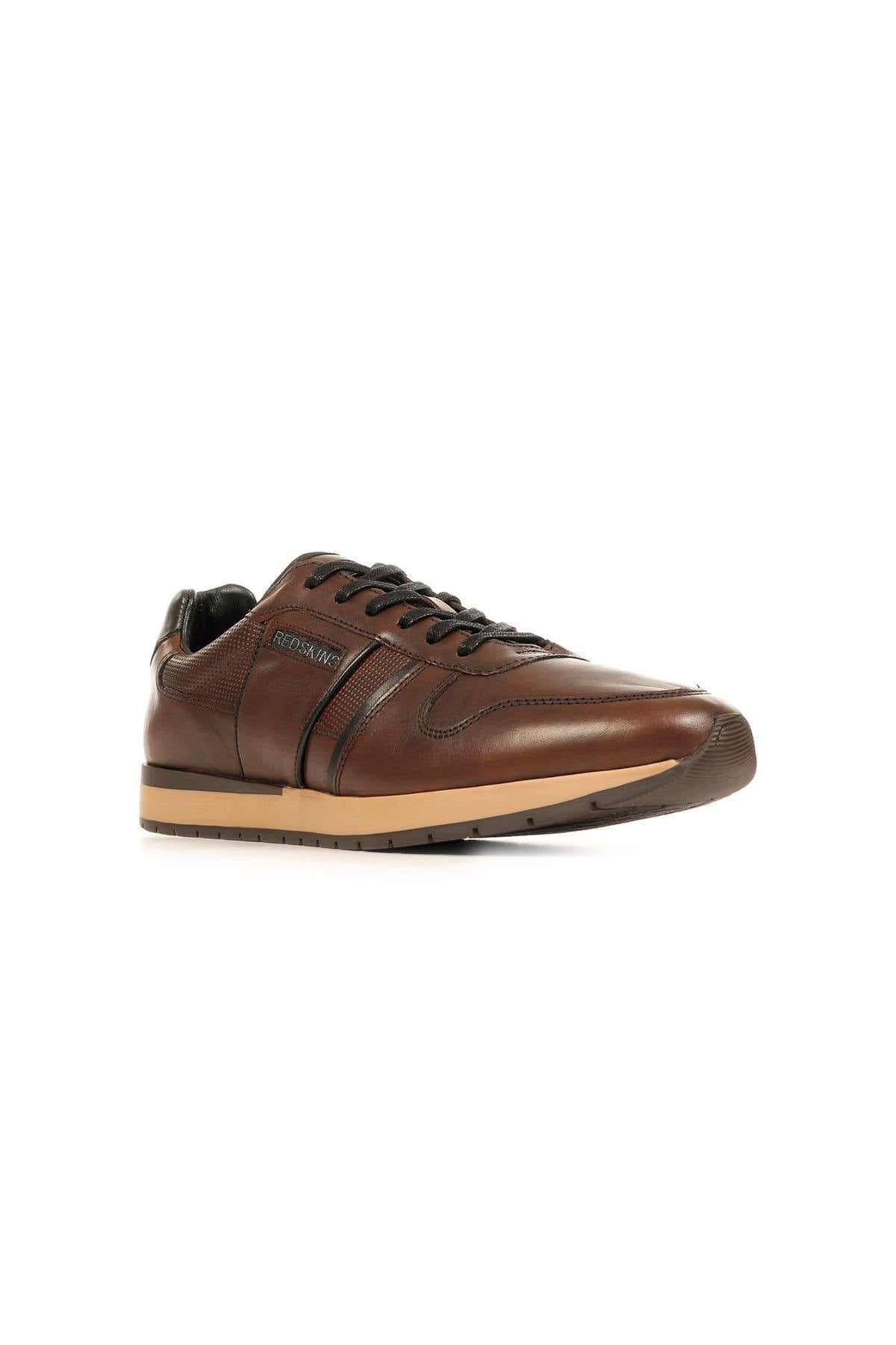 Chestnut leather low-top sneakers - Image n°2