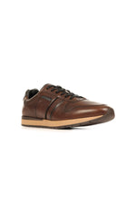 Chestnut leather low-top sneakers - Image n°2