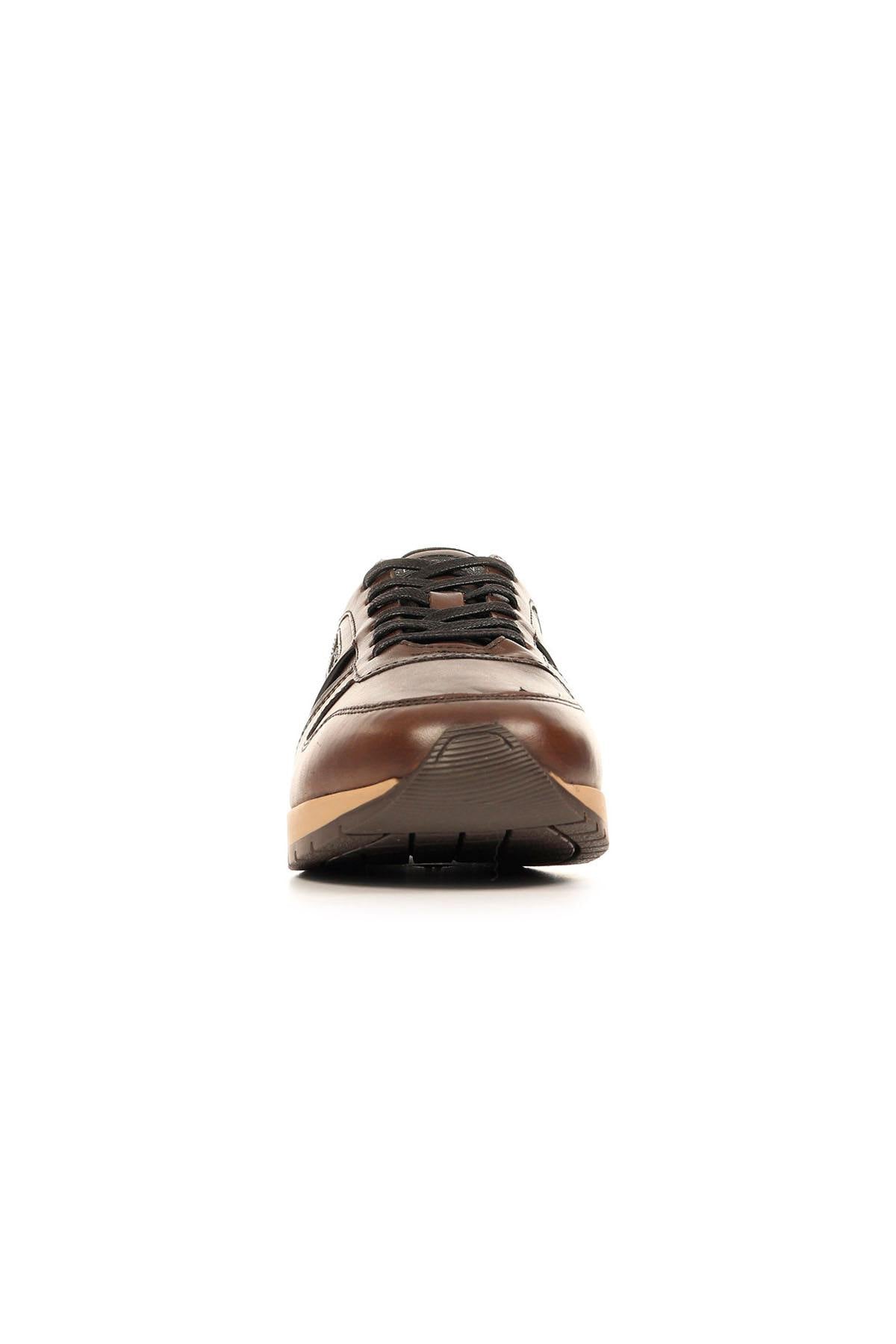 Chestnut leather low-top sneakers - Image n°3