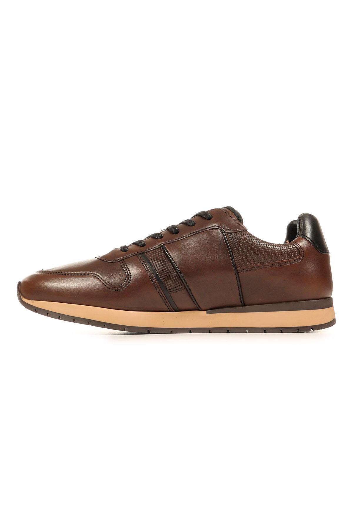 Chestnut leather low-top sneakers - Image n°4