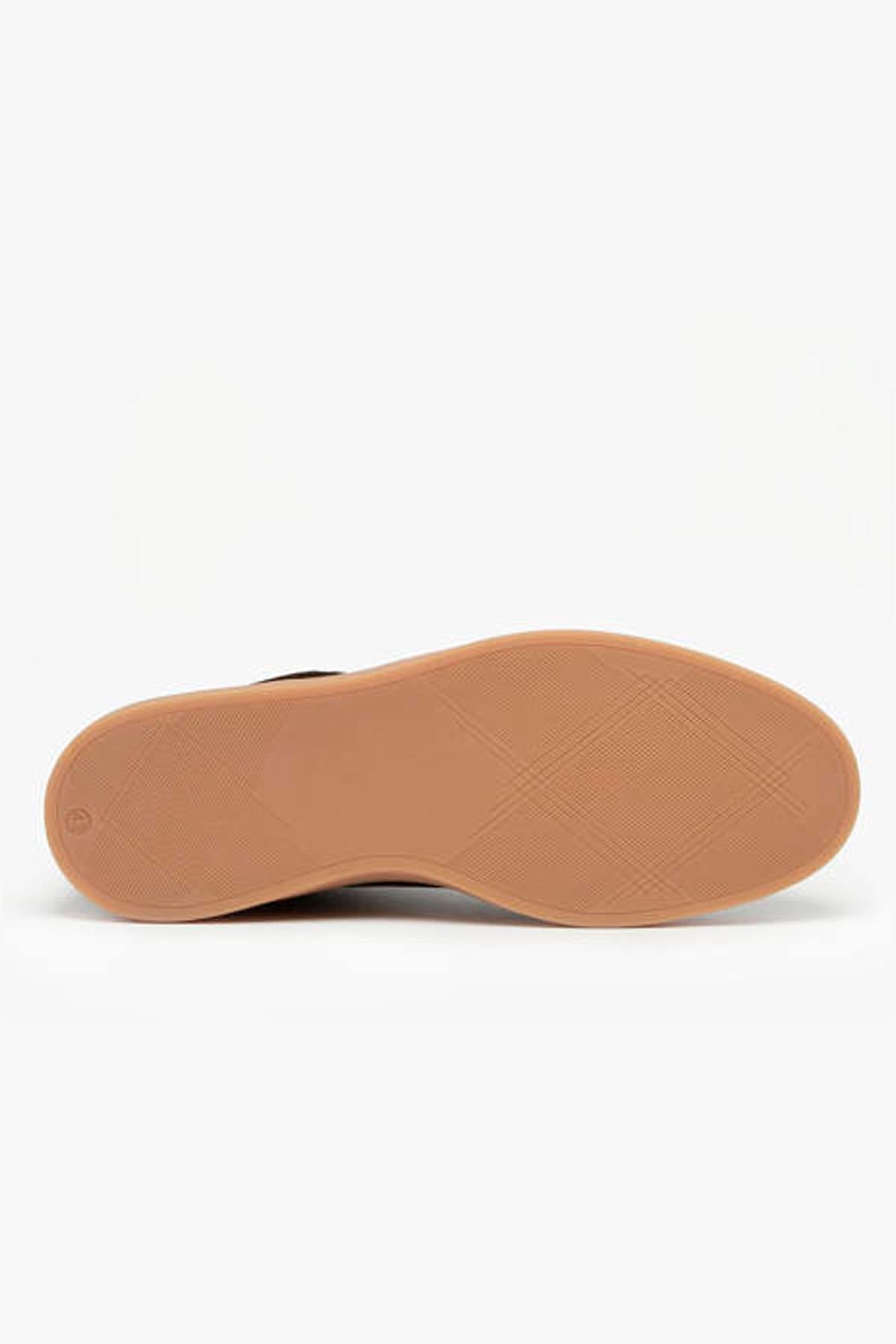 Chestnut and grey suede low-top sneakers - Image n°4