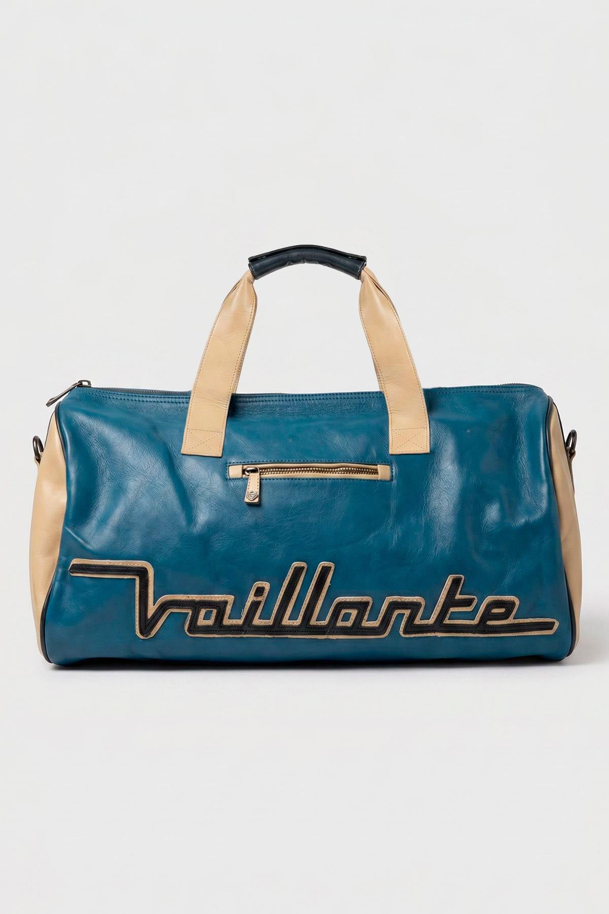 Royal blue vintage-look leather 48-hour bag - Image n°1