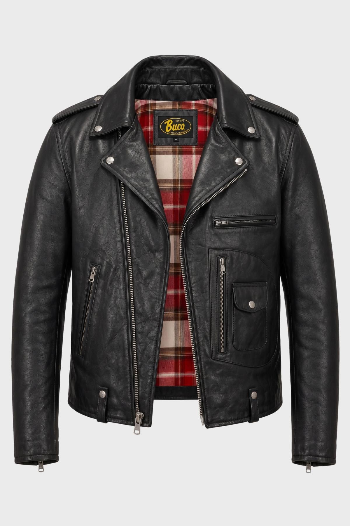 Buco J-21R leather jacket - black Cow Vintage, American cut - Image n°1