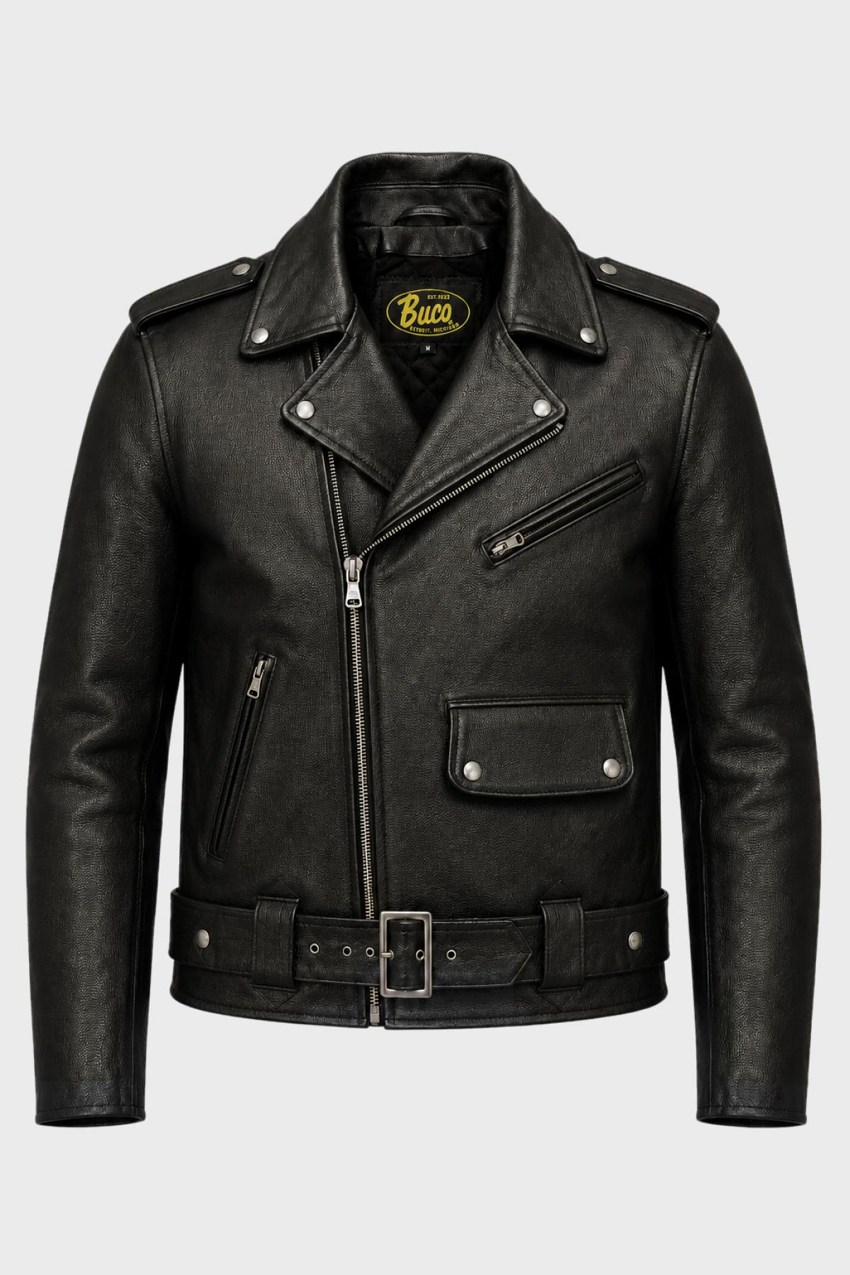 Buco J-27R leather jacket - black Cow Milled, police motorcycle unit heritage - Image n°1