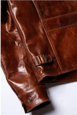 Cowhide leather jacket with a shirt collar - Image n°8