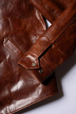Cowhide leather jacket with a shirt collar - Image n°9