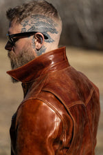 Cowhide leather jacket with a shirt collar - Image n°5
