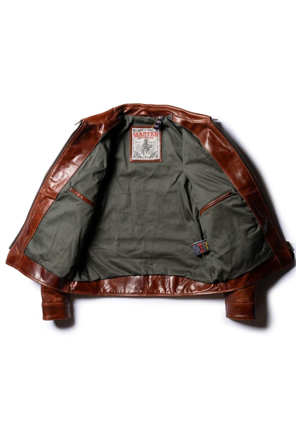 Cowhide leather jacket with a shirt collar - Image n°12