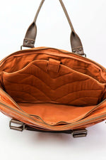 Cognac and brown leather laptop bag - Image n°7