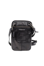 Black leather bag with embossed logo - Image n°3