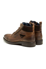 Chestnut leather ankle boots with side snap fastening - Image n°2