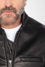 Black cowhide café racer jacket – Made in USA - Image n°7