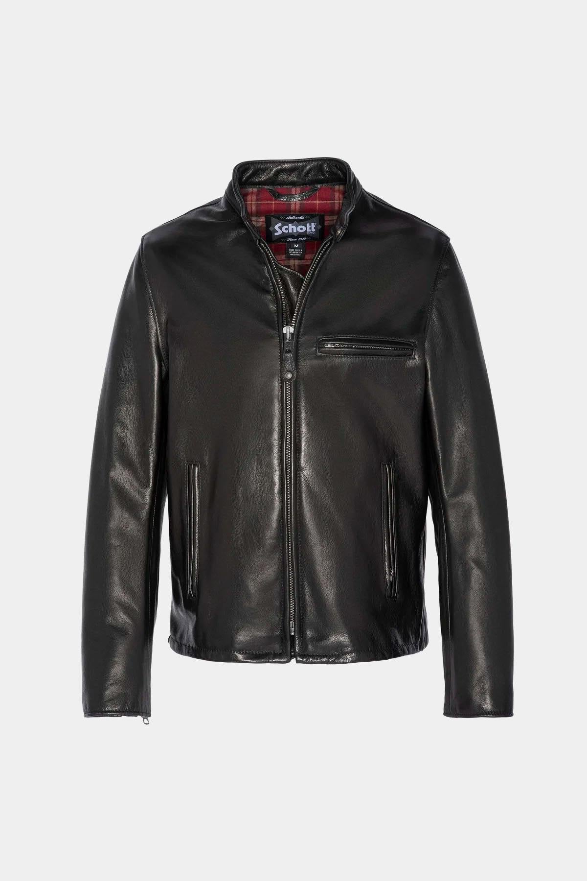 Black cowhide café racer jacket – Made in USA - Image n°4