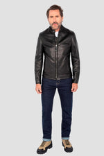 Black cowhide café racer jacket – Made in USA - Image n°8
