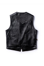 Men's black cowhide leather vest - Image n°7