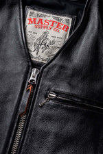 Men's black cowhide leather vest - Image n°4