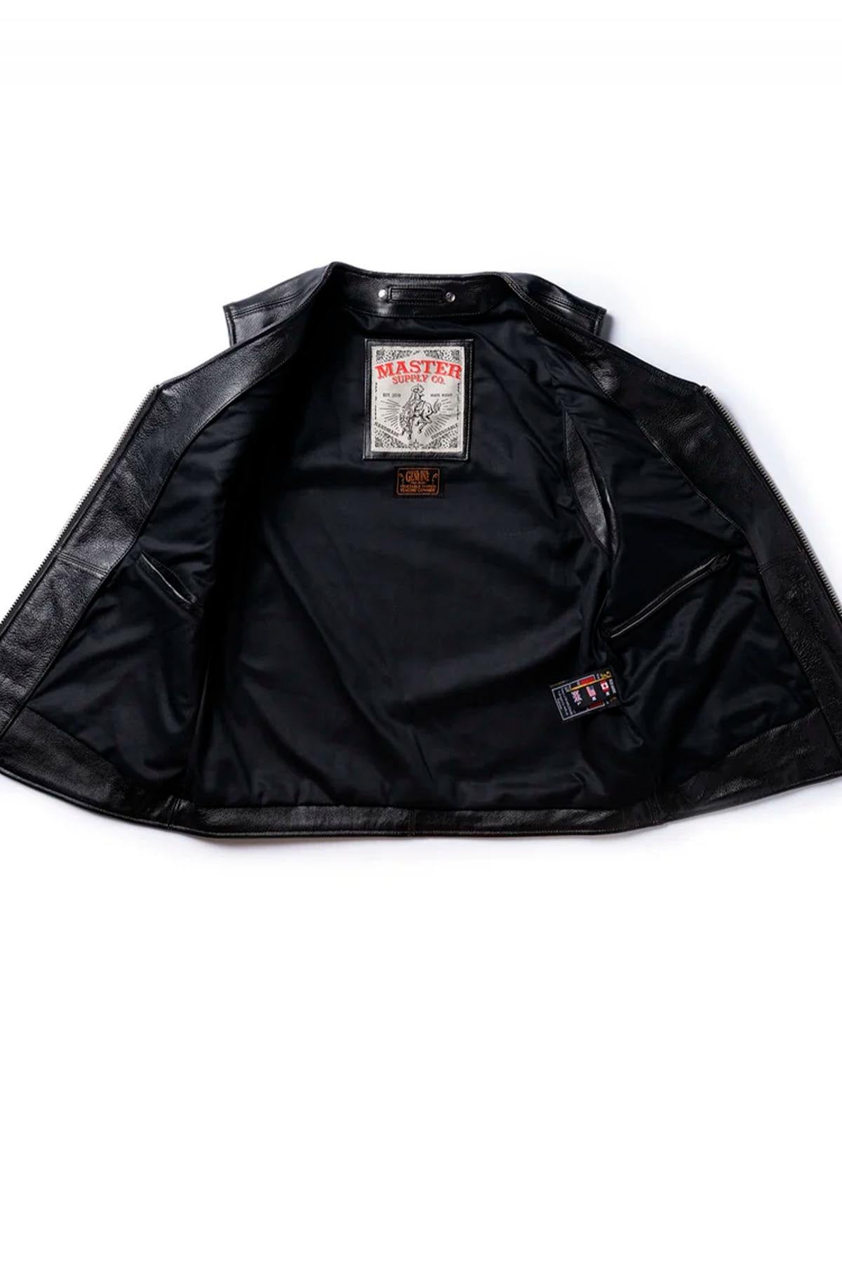 Men's black cowhide leather vest - Image n°6