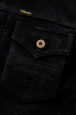 Midnight blue suede jacket with Western embroidery - Image n°3