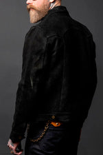 Midnight blue suede jacket with Western embroidery - Image n°4