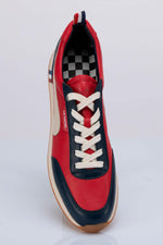Dark red leather racing sneakers - Image n°5