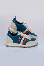 Ocean blue racing leather sneakers - Image n°1