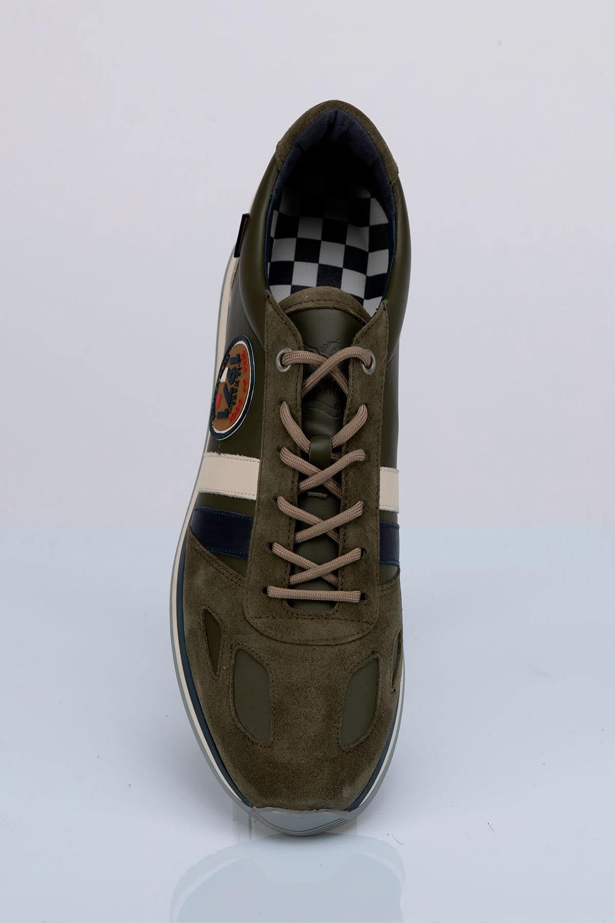 Men's green leather sneakers - Image n°4