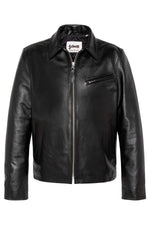 Black cowhide leather jacket, shirt collar - Image n°6
