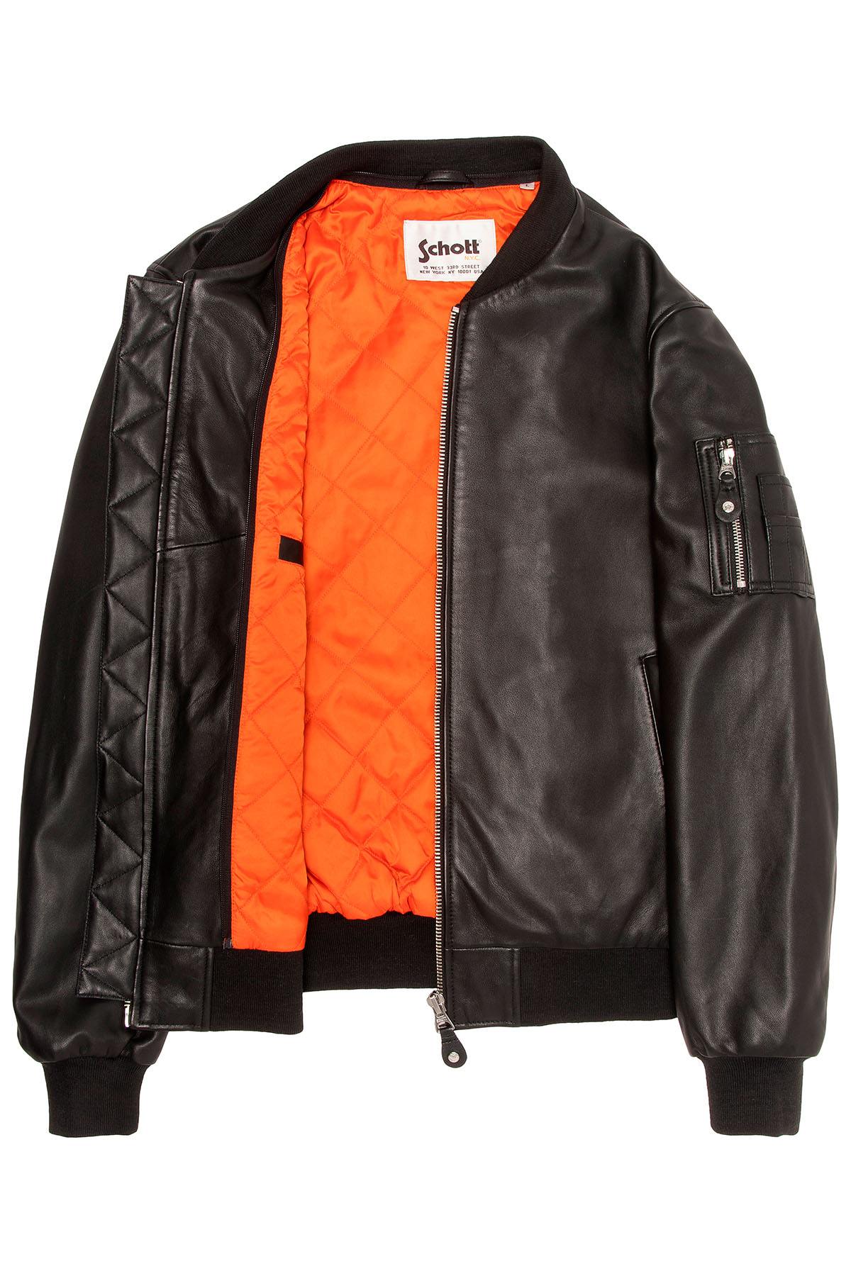 Black leather MA-1 bomber jacket with detachable hood - Image n°11