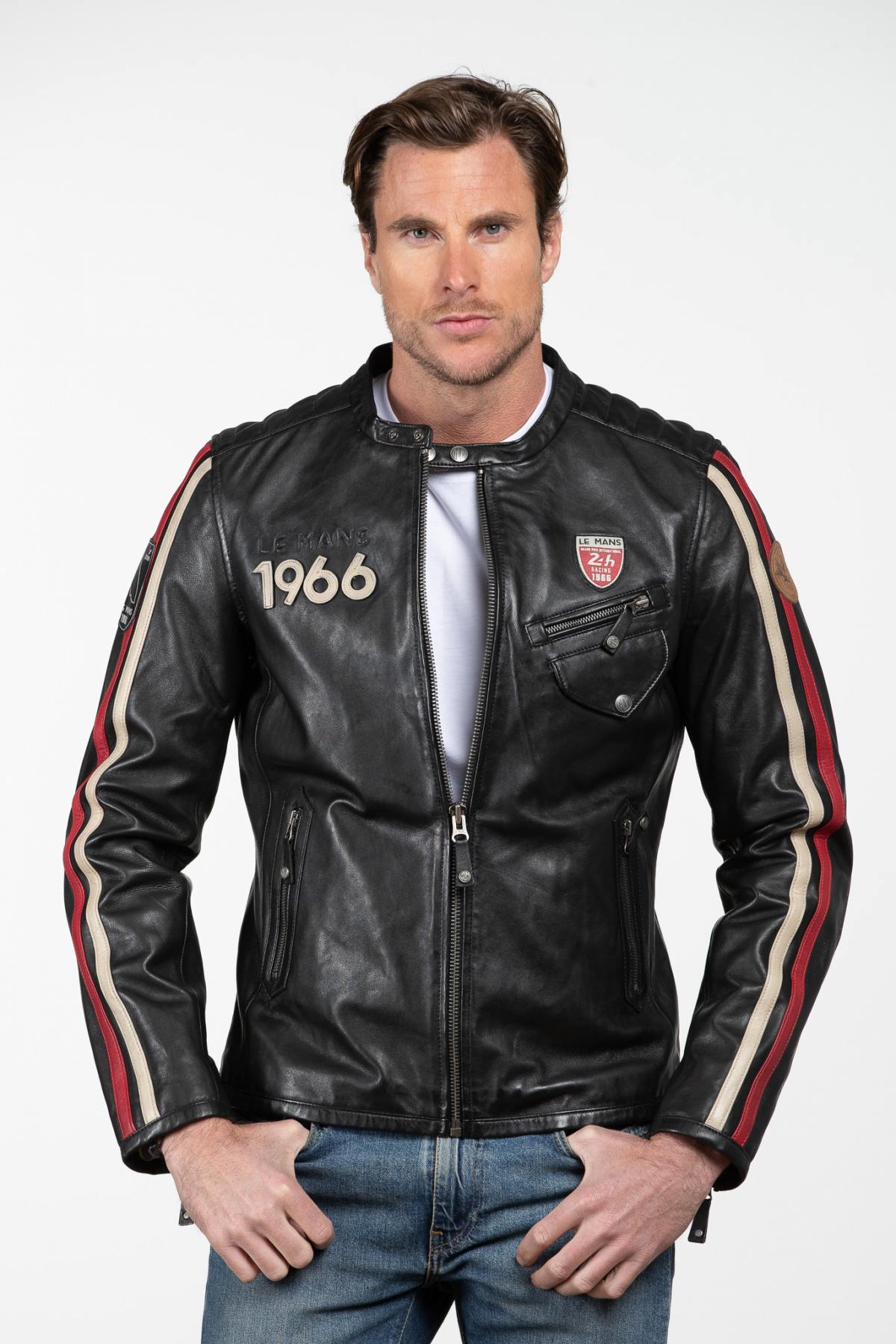 24h Le Mans black leather racing jacket - Image n°5