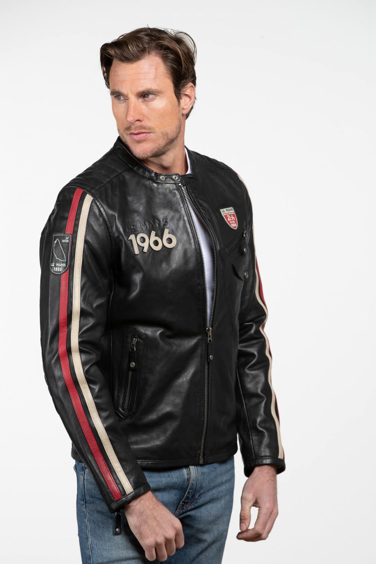 24h Le Mans black leather racing jacket - Image n°2