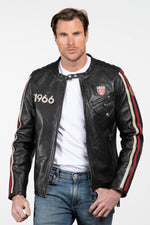 24h Le Mans black leather racing jacket - Image n°1