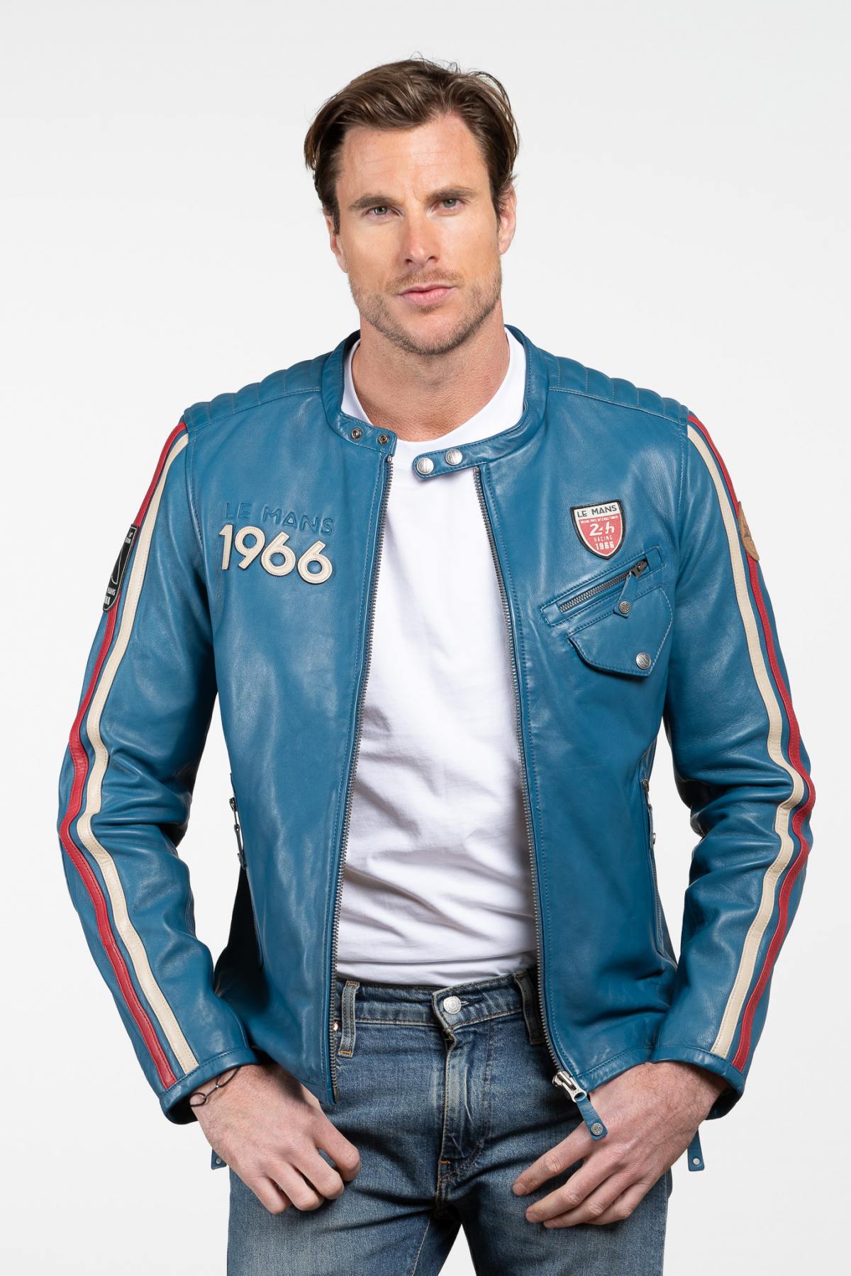 24 Hours of Le Mans Ocean Blue Racing Leather Jacket - Image n°1