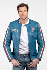 24 Hours of Le Mans Ocean Blue Racing Leather Jacket - Image n°1