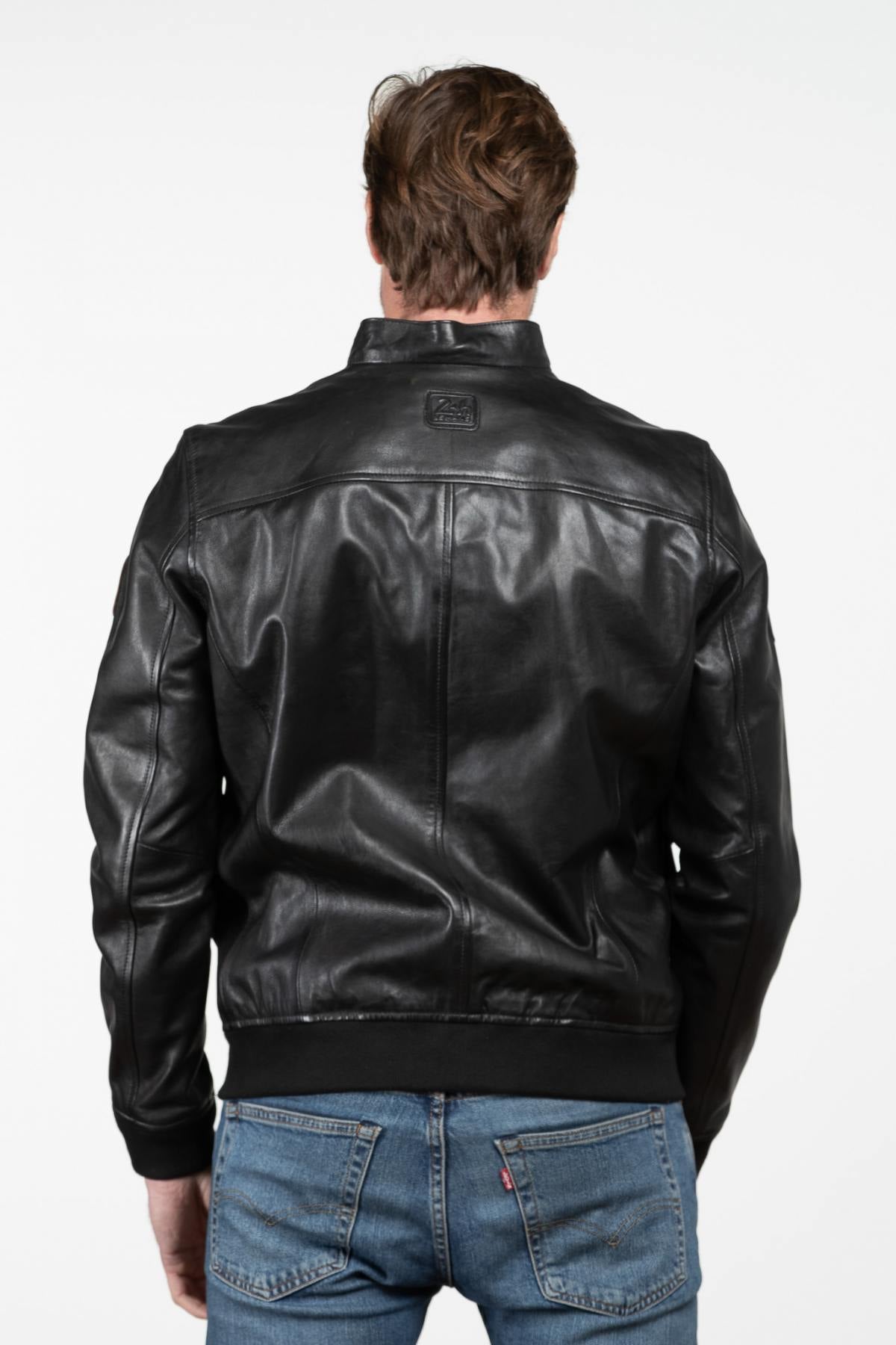 Men's black 24h Le Mans racing leather jacket - Image n°3