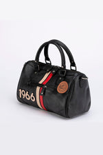 Black leather racing-style handbag - Image n°2