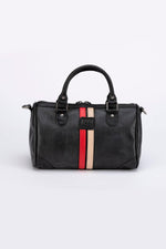 Black leather racing-style handbag - Image n°4