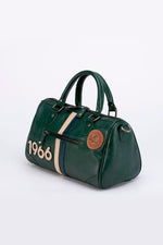 Racing-style green leather handbag - Image n°2