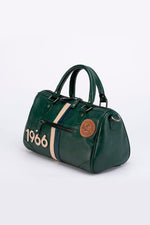 Racing-style green leather handbag - Image n°2
