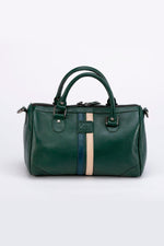 Racing-style green leather handbag - Image n°4