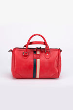 Racing-style red leather handbag - Image n°4
