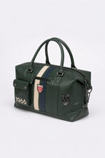 Green leather racing-style 48-hour travel bag - Image n°2