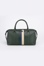 Green leather racing-style 48-hour travel bag - Image n°3