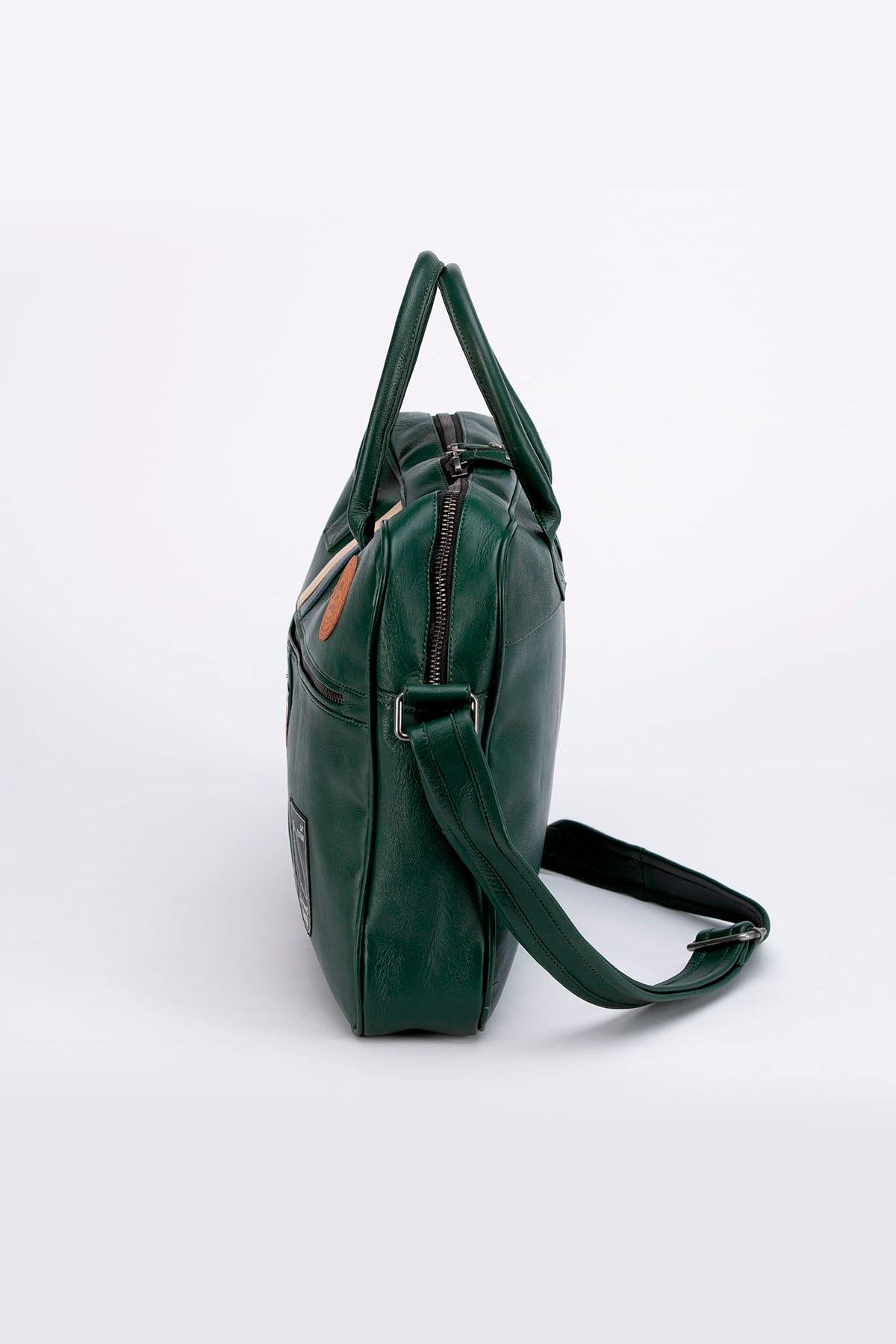 24h Le Mans green leather messenger bag - Image n°4