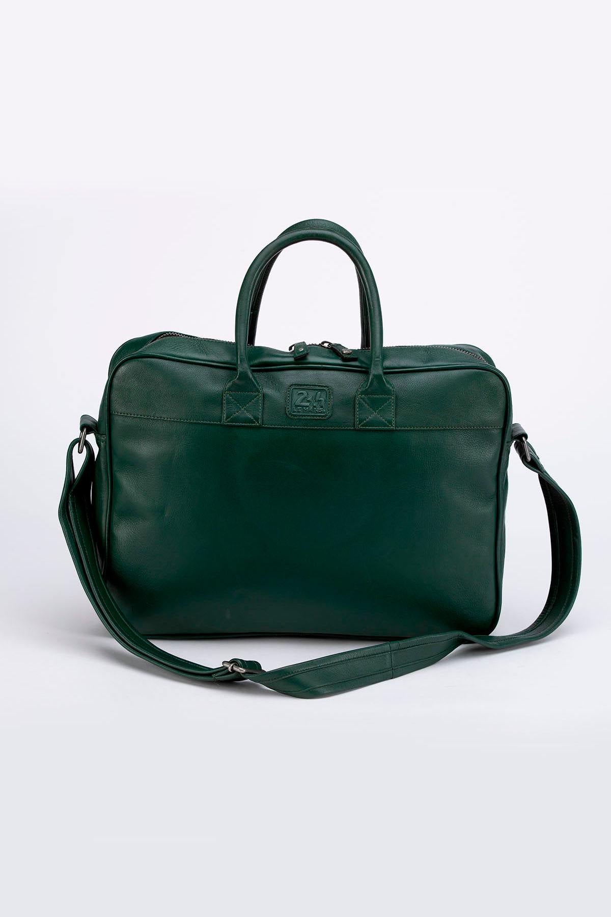 24h Le Mans green leather messenger bag - Image n°2