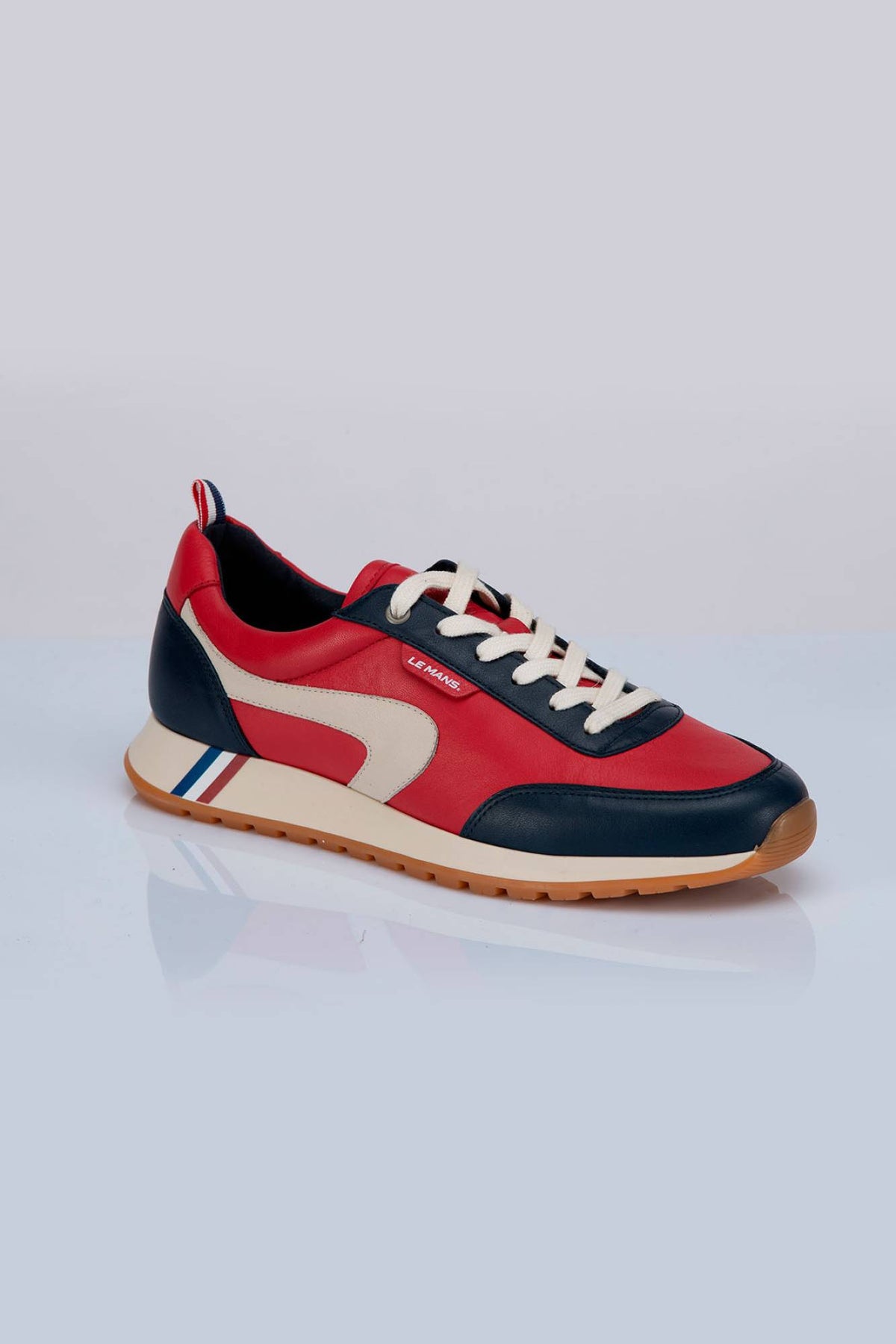 Dark red leather racing sneakers - Image n°4