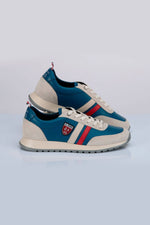 Ocean blue racing leather sneakers - Image n°1