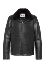 Shirt-collar jacket with removable lambskin fur - Image n°1