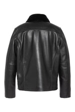 Shirt-collar jacket with removable lambskin fur - Image n°2
