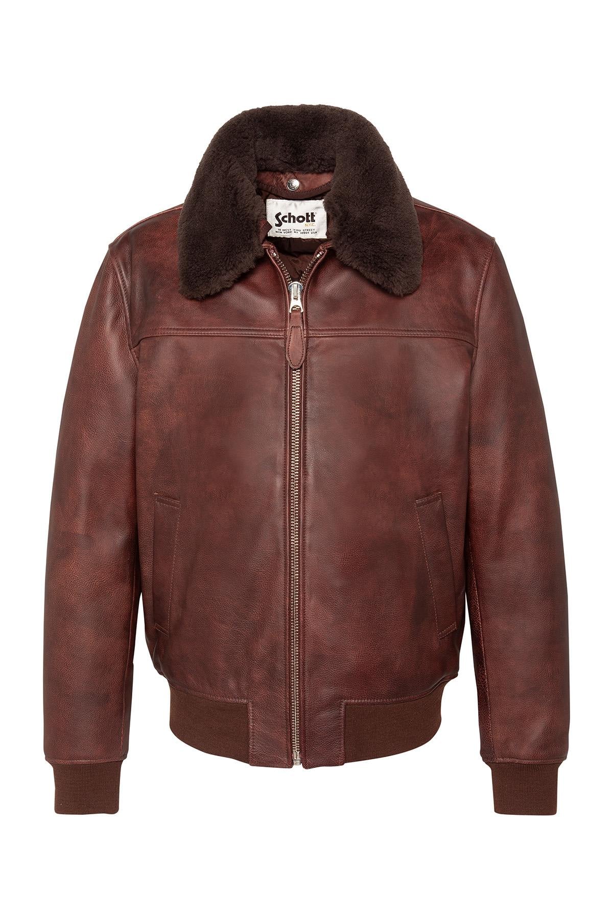 Aviator jacket in aged-look cowhide leather - Image n°1
