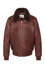 Aviator jacket in aged-look cowhide leather - Image n°1